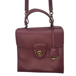 Lauren Ralph Lauren Leather Millbrook Satchel Crossbody Bag Purse Merlot Leather
